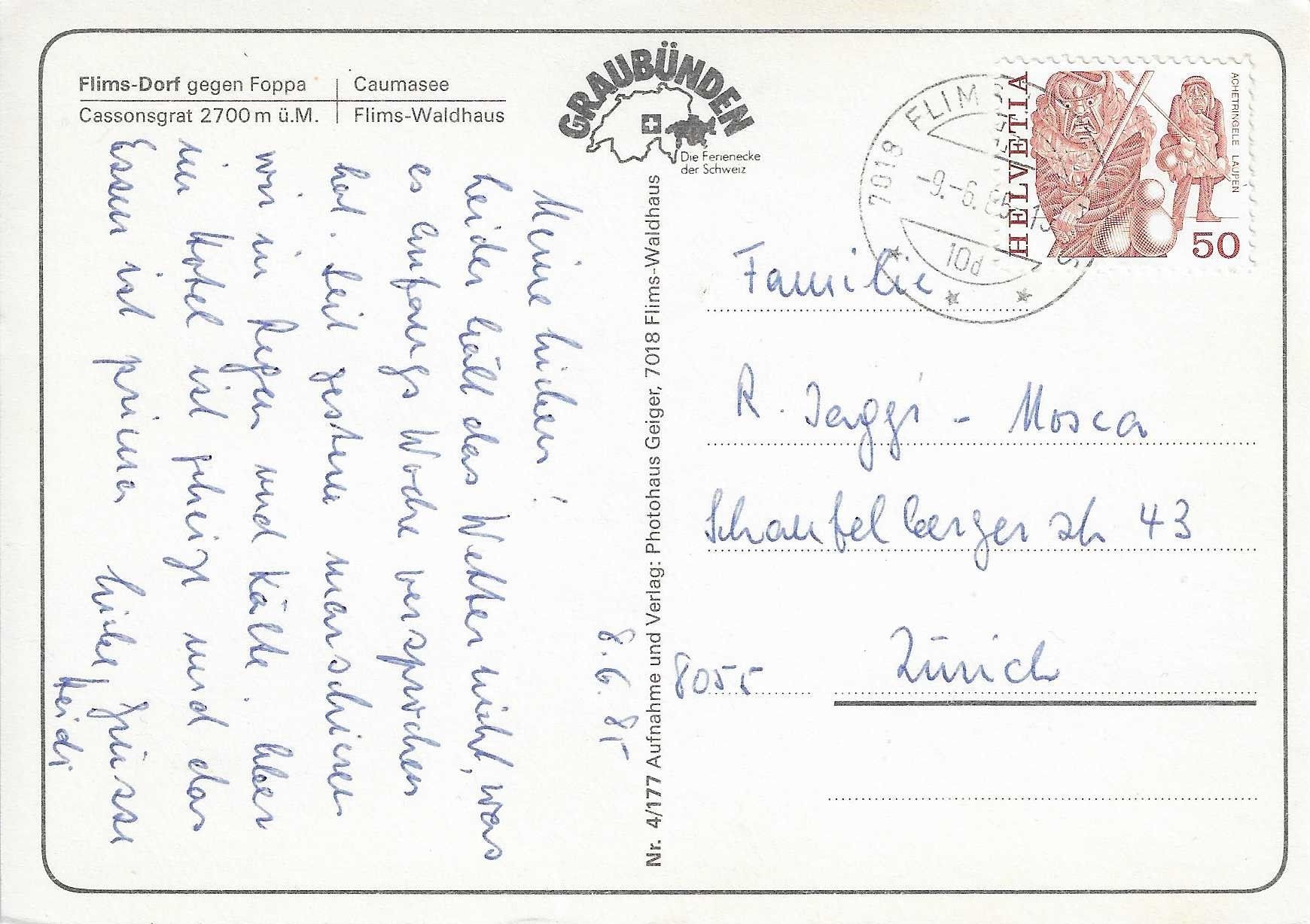 Cartoline postali: Flims-Dorf gegen Fopa GR – Usato da Rothrist venduto da Stranglehold 1