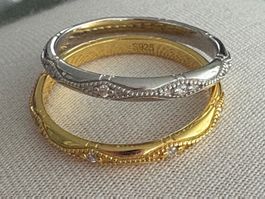 2 oder 1 Vintage Trauring Silber 925 Moissanite Damen-Ring