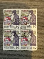 Schweiz Briefmarke Helvetia 50, 1987 Viererblock, Top!