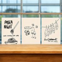 3x poster affiche poster décoration resto cuisine Pasta Vin