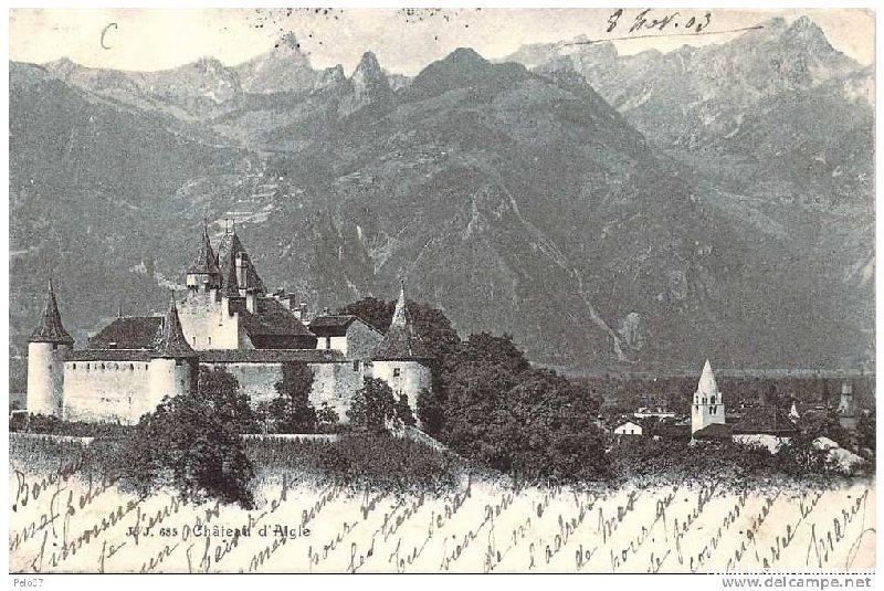 Cartoline postali: Aigle - Château + 1903 – Usato da Emmenbrücke venduto da teestube
