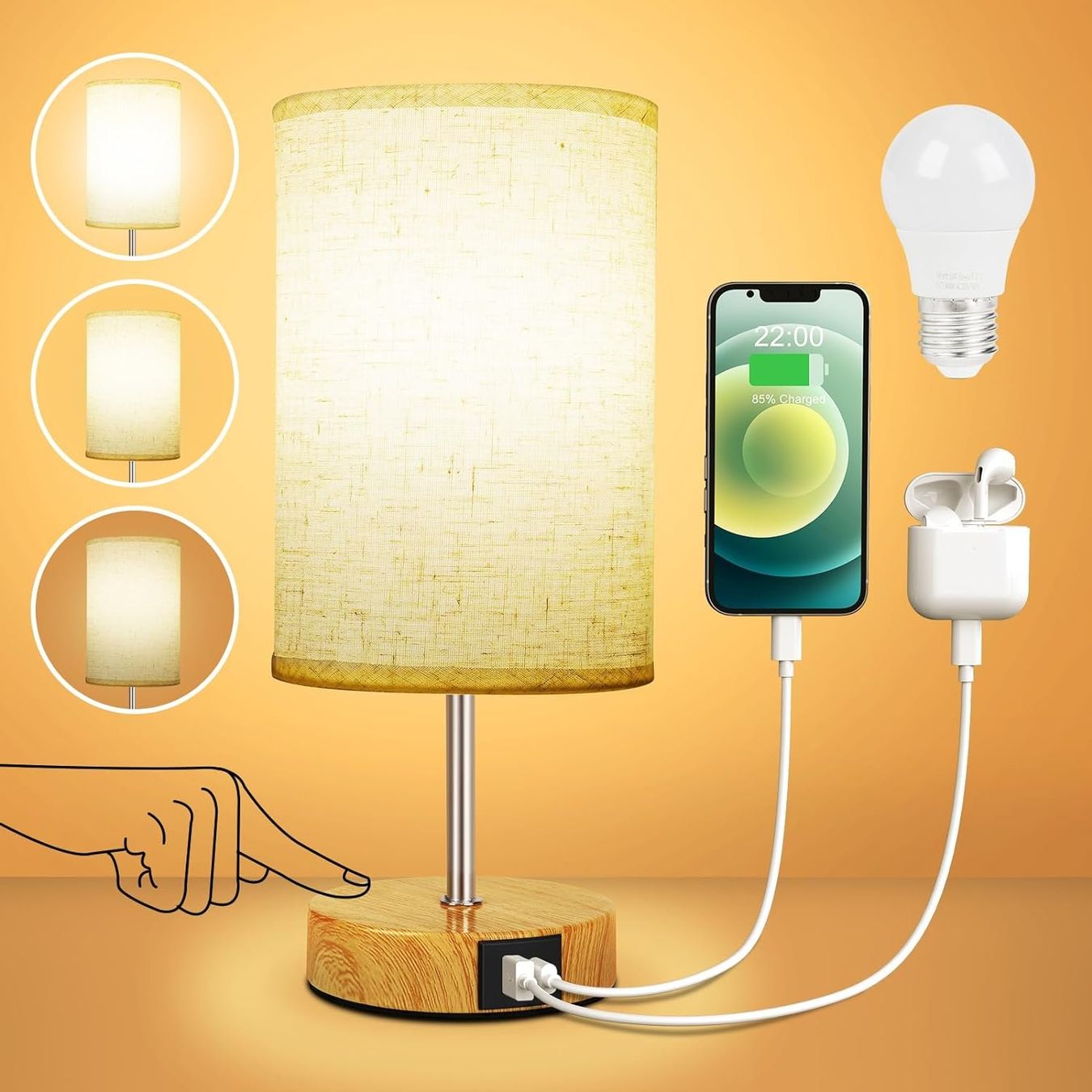 Lampade: Nachttischlampe Touch Dimmbar mit USB – Nuovo e nell'imballaggio originale da Nuglar venduto da SaleRitter 1
