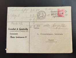 Couvert Eisenhut & Gautschy Bern 1936