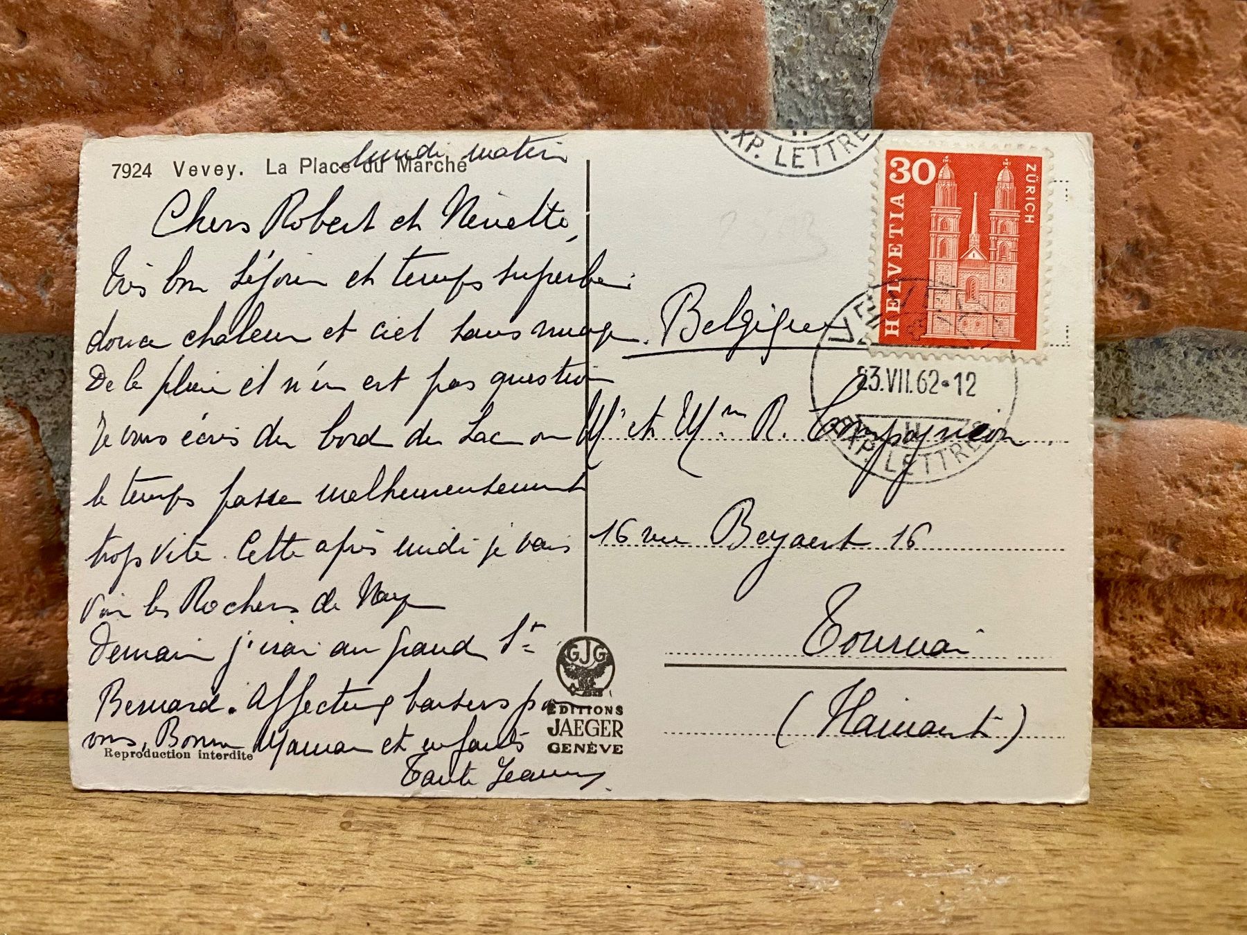 Ansichtskarten: 1962 - PLACE DE MARCHÉ - Oldtimer - Vevey – Gebraucht aus Root von ENGLAND-TREASURES 2