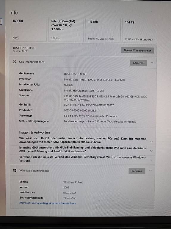 PC: Dell OptiPlex 9020 | Intel i7 | 16GB RAM | 24" – Usato da Neuenhof venduto da sgi92 4