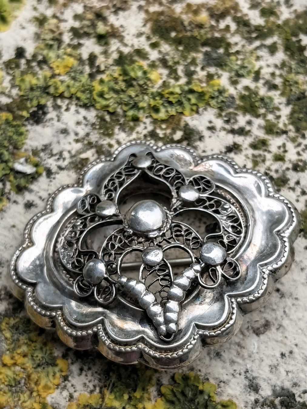 Spille & Fermagli: Antike Brosche Filigran Brosche Schmuck Silber 835 – Usato da Münchenbuchsee venduto da babilibern 1