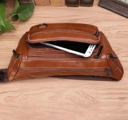 Umhängetasche Leder Retro-Stil - Sac banane bandoulière