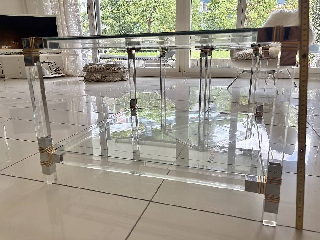 Tavoli: Plexiglastisch mit gold/silbrigen Beschlägen – Usato da Hochfelden venduto da Carla73 2