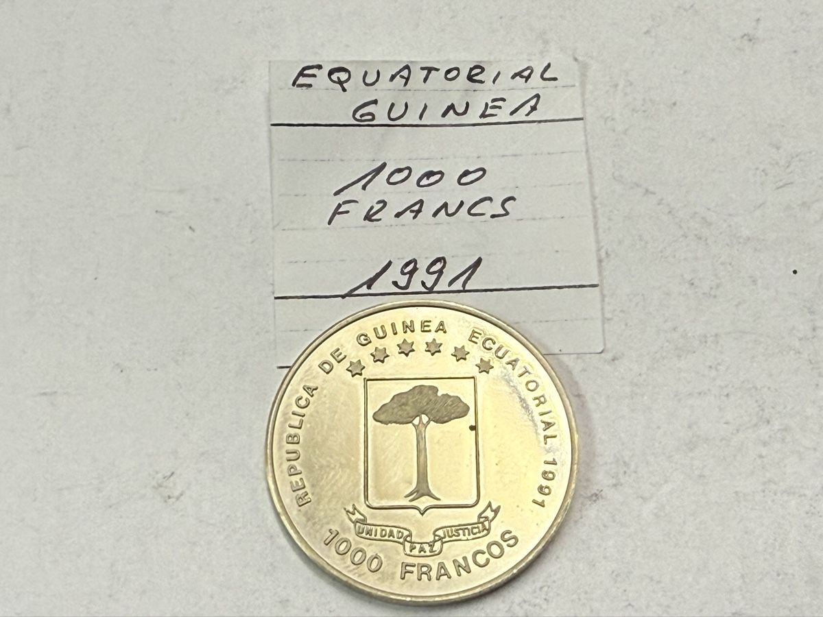 Alle Münzen: Äquatorial Guinea 1000 Francs 1991, Top – Neu (gemäss Beschreibung) aus Zürich von daki81