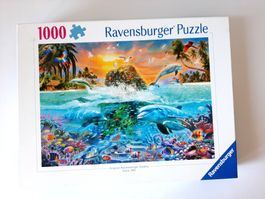 Puzzle 1000er Ravensburger Unterwasser Insel Delphine