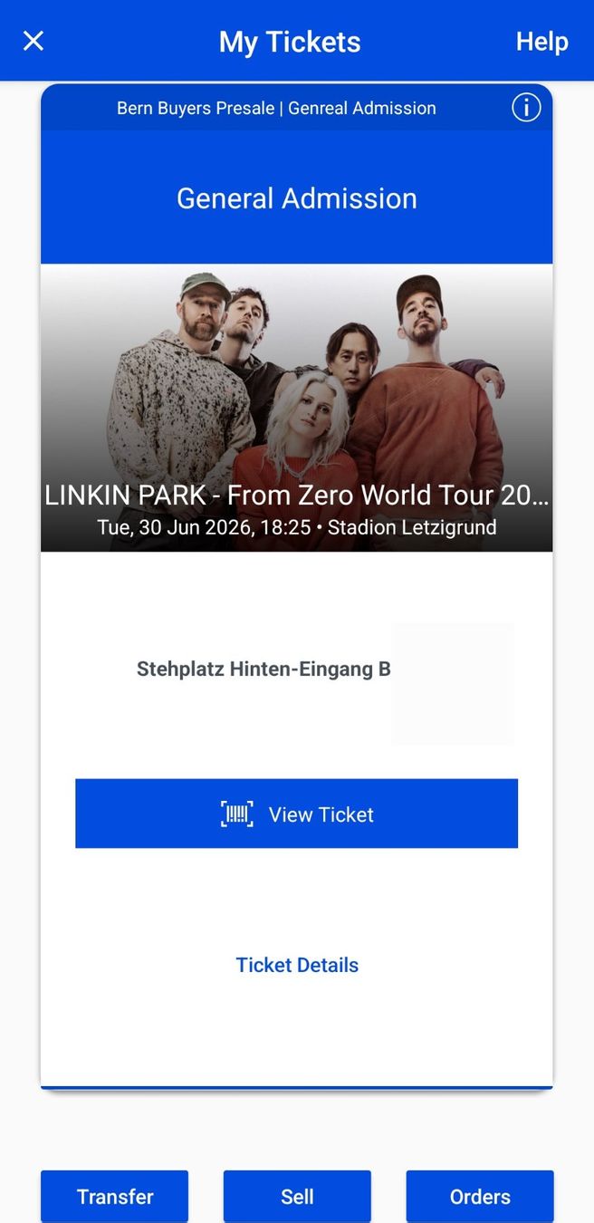 Tickets: Linkin Park - From Zero World Tour, 1Stehpl. H – Neu (gemäss Beschreibung) aus Zürich von ori_n9v8 1