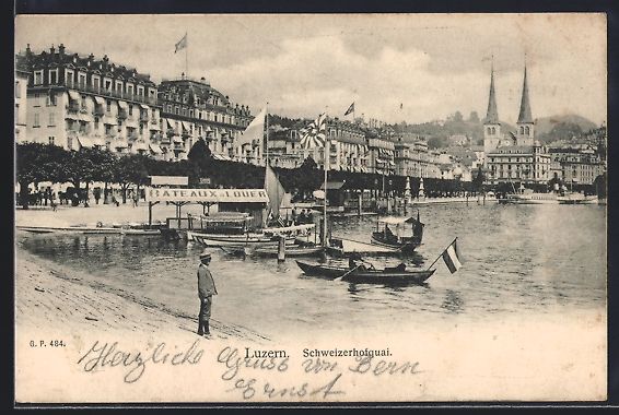 Cartoline postali: AK Luzern, Schweizerhofquai, 1905 – Usato da Berlin venduto da bartko-reher
