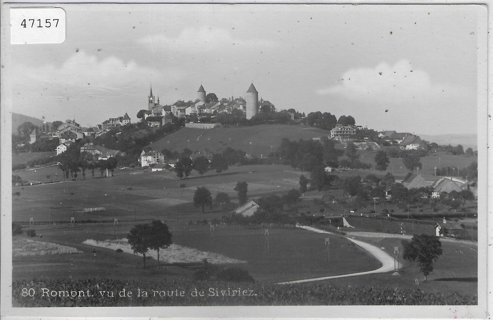 Cartoline postali: Romont vu de la route de Siviriez – Difettoso da Ettingen venduto da Kartenplanet