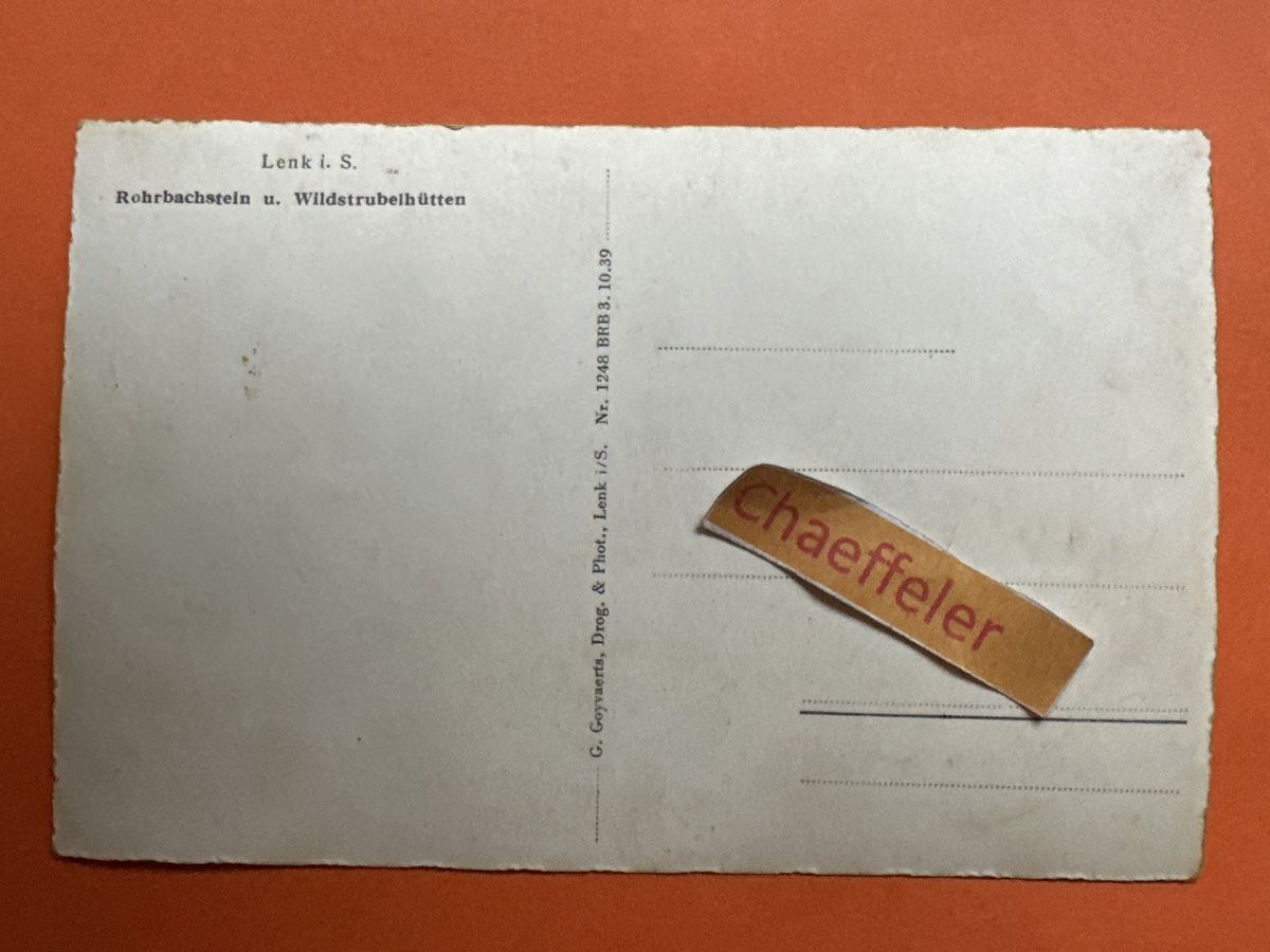 Cartoline postali: Lenk i. S. Rohrbachstein u. Wildstrubel – Usato da Zürich venduto da Chaeffeler 1