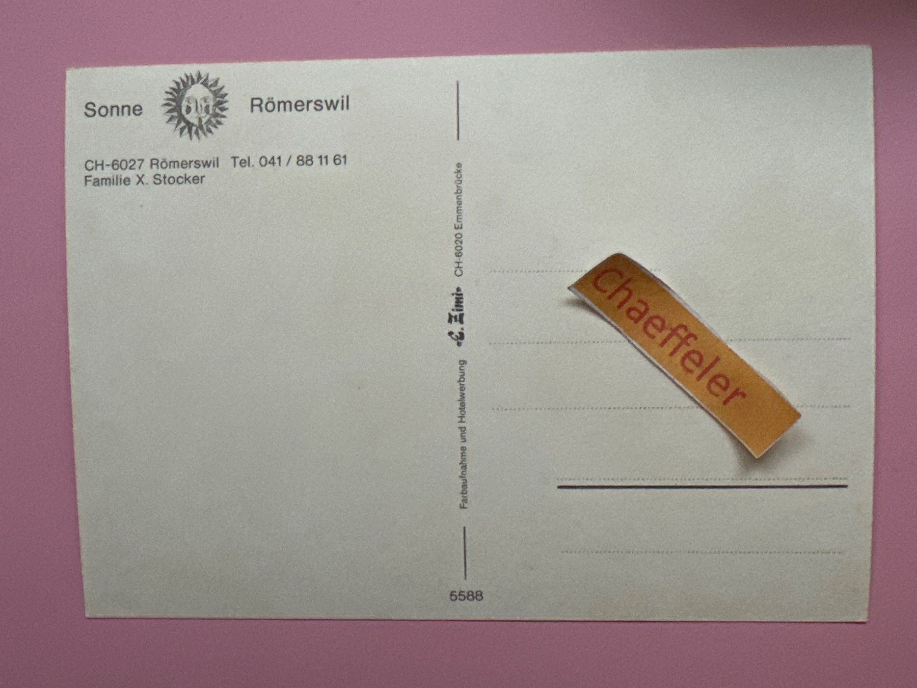 Cartes postales: Rest. Sonne Römerswil – D'occasion à Zürich par Chaeffeler 1