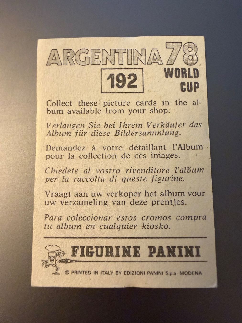 Panini Carte collezionabili: Panini World Cup Argentina 1978 - AUT Peter Persidis #192 – Usato da Nyon venduto da Wyvern 2