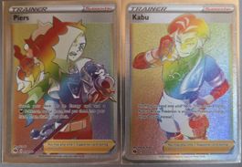 2 Pokemon Karten Piers and Kabu Rainbow Rare 
