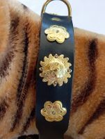 🐕 Hübsches Hundehalsband Schwarz echt Leder 38cm