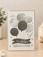 Schwarz weiss Geburtstagskarte mit 3D Ballon