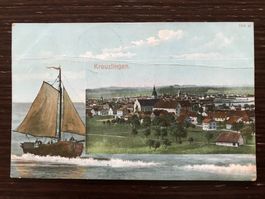 KREUZLINGEN Ortsansicht, Bodensee, Segelschiff, Kitsch, 1907