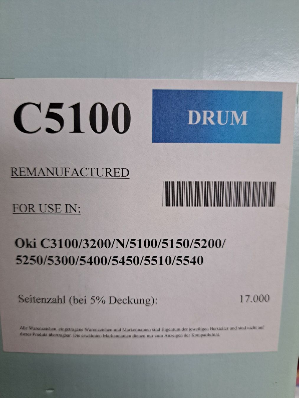 Oki Drucker: OKI Bildtrommel C5100 / C5200 / C5300 / C540 – Neu und originalverpackt aus Gwatt (Thun) von Quickfresh