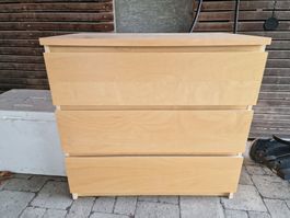 Kommode mit drei Schubladen helles Holz gebraucht
