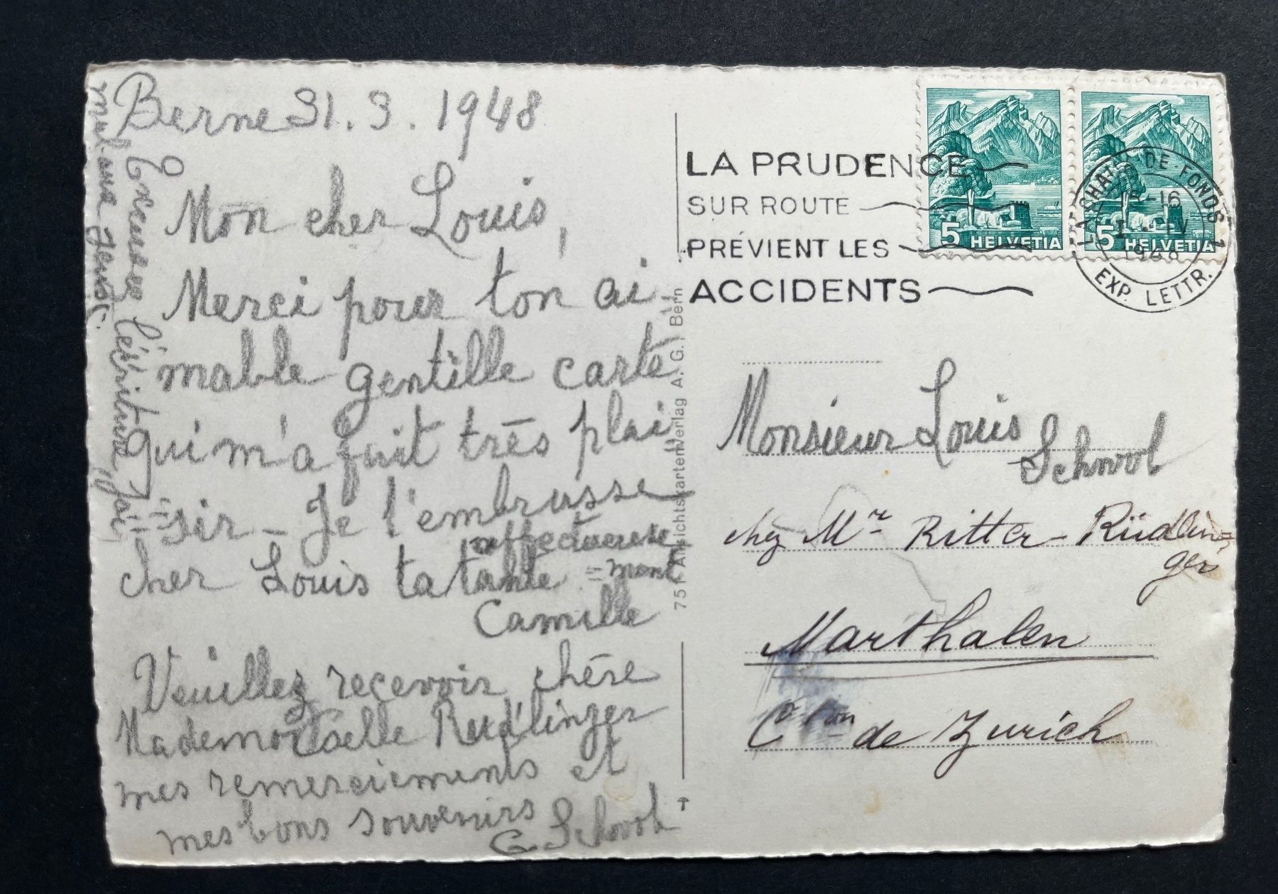 Cartes postales: Bern Käfigturm, Tram 3 / 1948 – D'occasion à Ostermundigen par DaxKarten-75 1
