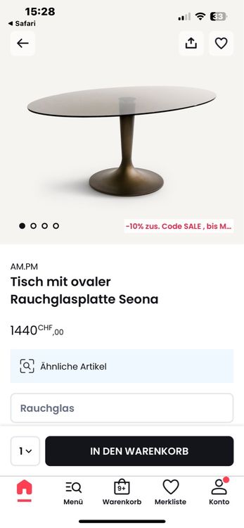 Esstisch oval von AM.PM - Rauchglasplatte 1