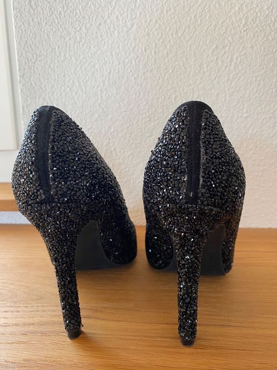 Fabelhafte High Heels Schwarz Glitzer Ebenbild