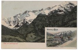 Elm mit Sardonagruppe, klein Kurhaus Elm, gelaufen 1905