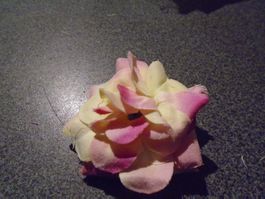 Haarspange Blume, weiss/rosa