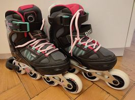 Kinder-Inlineskates + Schütz / Schuhgröße: 35-38 - Wie neu!