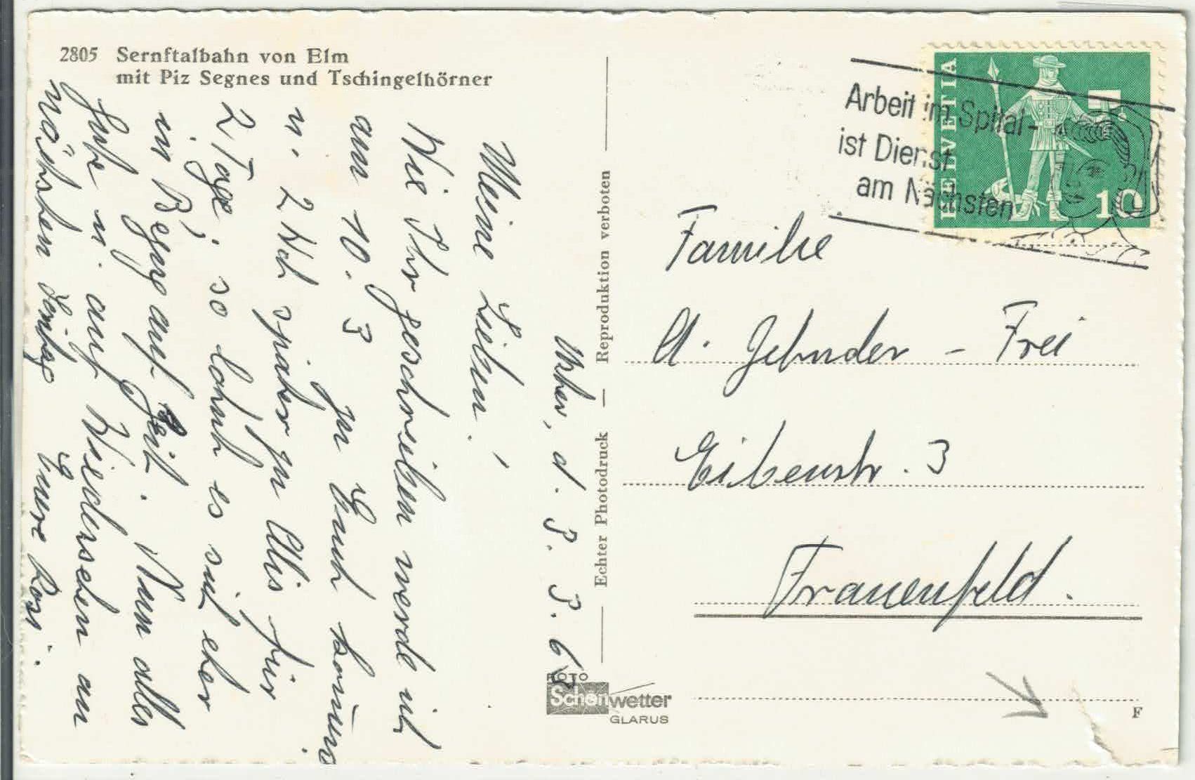 Cartoline postali: Sernftalbahn von Elm – Difettoso da Ettingen venduto da Kartenplanet 1