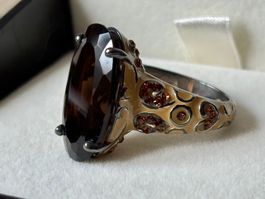 Rauchquarz Ring, Silber 925, Gr. 57, NEU