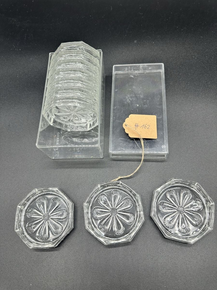 Sottobicchieri: Vintage Crystal Coasters Set with Box – Usato da Villmergen venduto da JacRon 2