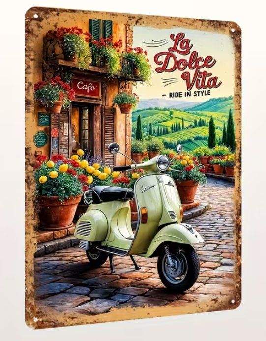 Vespa Schilder: Schild Vespa La dolce vita – Neu und originalverpackt aus Gerlafingen von Tsuru