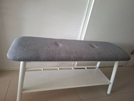 Schuhbänkli, weiss, grau, 50kg belastbar