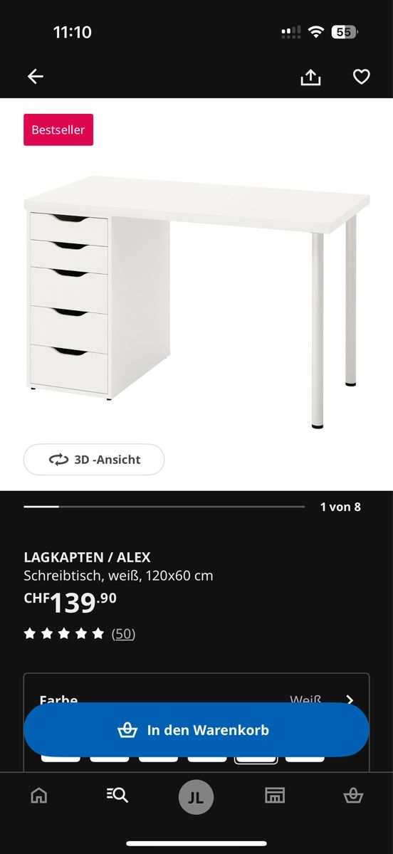 Ikea Scrivanie: Weiss/schwarzes Lagkapten Alex Ikea Pult – Usato da Horgen venduto da xjulialunax 4