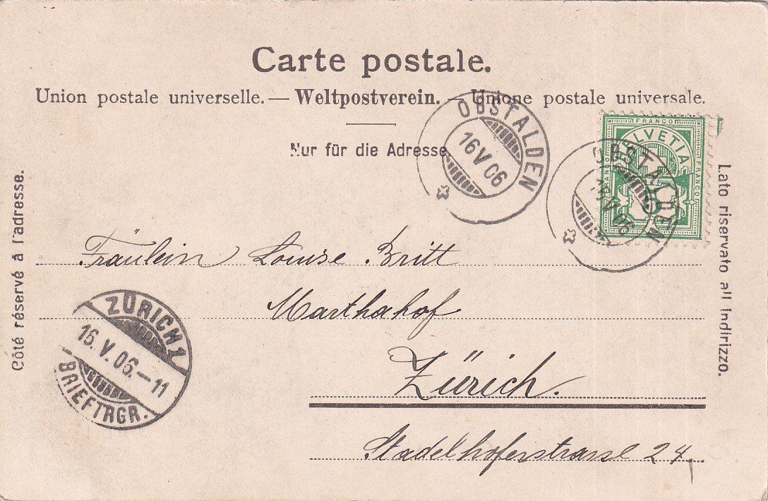 Cartoline postali: Obstalden   GL        um 1906 – Usato da Brig venduto da Valcards54 1