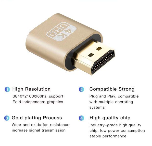 Adattatori: 4K HDMI Display  Emulator Dummy Stecker Headless – Nuovo e nell'imballaggio originale da Flawil venduto da Click.Shop 2