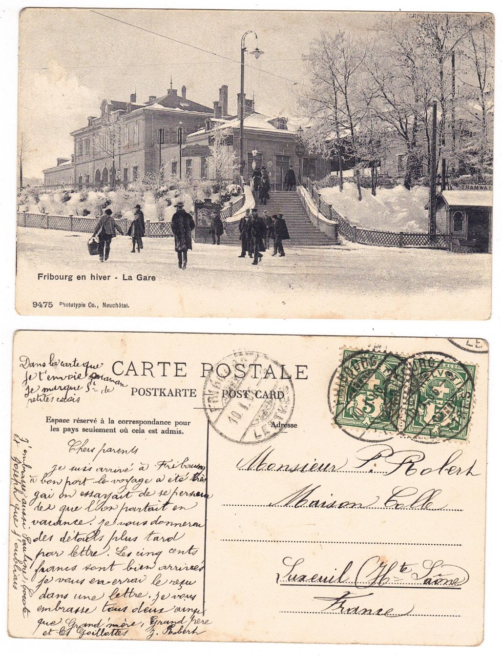 Cartoline postali: Fribourg en hiver, la Gare – Usato da La Tour-de-Peilz venduto da amjust