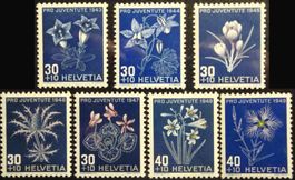 1943-49 : Hohe Werte  TOP SET  Blumen postfrisch SBK Fr 35.-