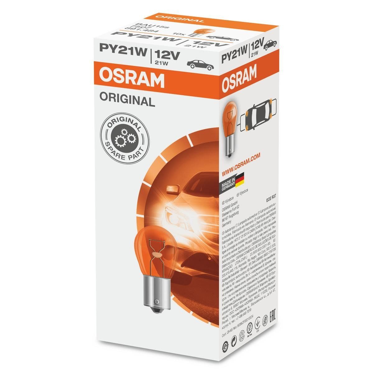 Osram Tutti pezzi di ricambio auto: 10X OSRAM 7507 PY21W Glühlampe Orange – Nuovo e nell'imballaggio originale da Flawil venduto da SELMANAUTOTEILE