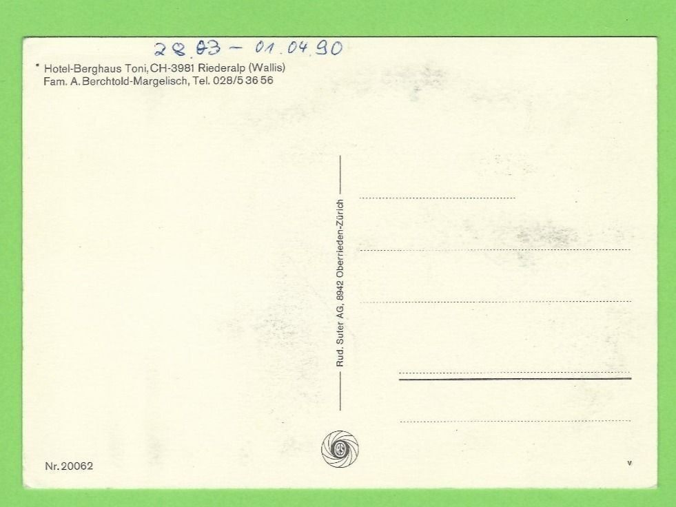 Cartoline postali: Riederalp – Usato da Zürich venduto da t24_de 1