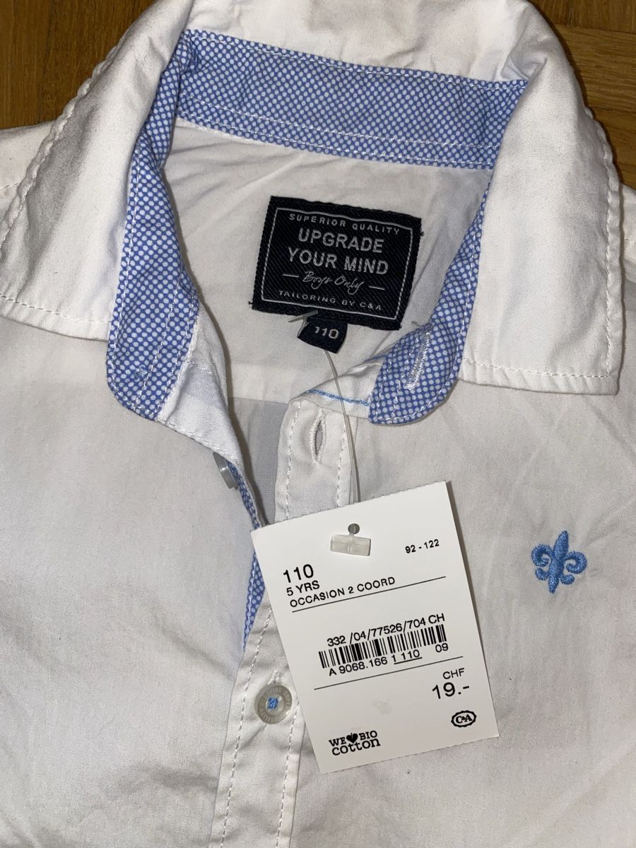Camicie, T-shirt & Polo: Weisses Hemd Gr. 110 NEU – Nuovo (secondo la descrizione) da Basel venduto da DancingGazelle 1