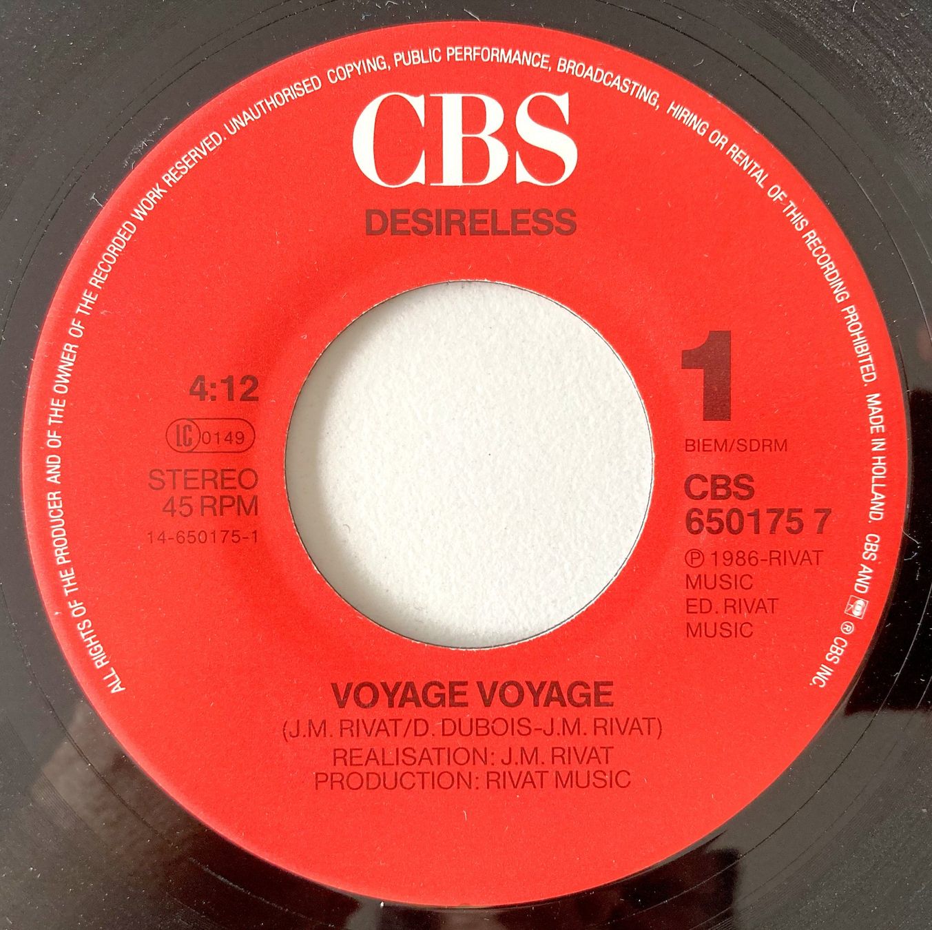Schallplatten: DESIRELESS - VOYAGE VOYAGE – Gebraucht aus Bottens von hotter-than-hell 2