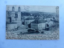 AK Zürich Grossmünster und Alpen 1902