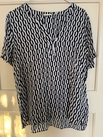 GERRY WEBER Damen Bluse Muster V-Ausschnitt Viskose Gr. 38