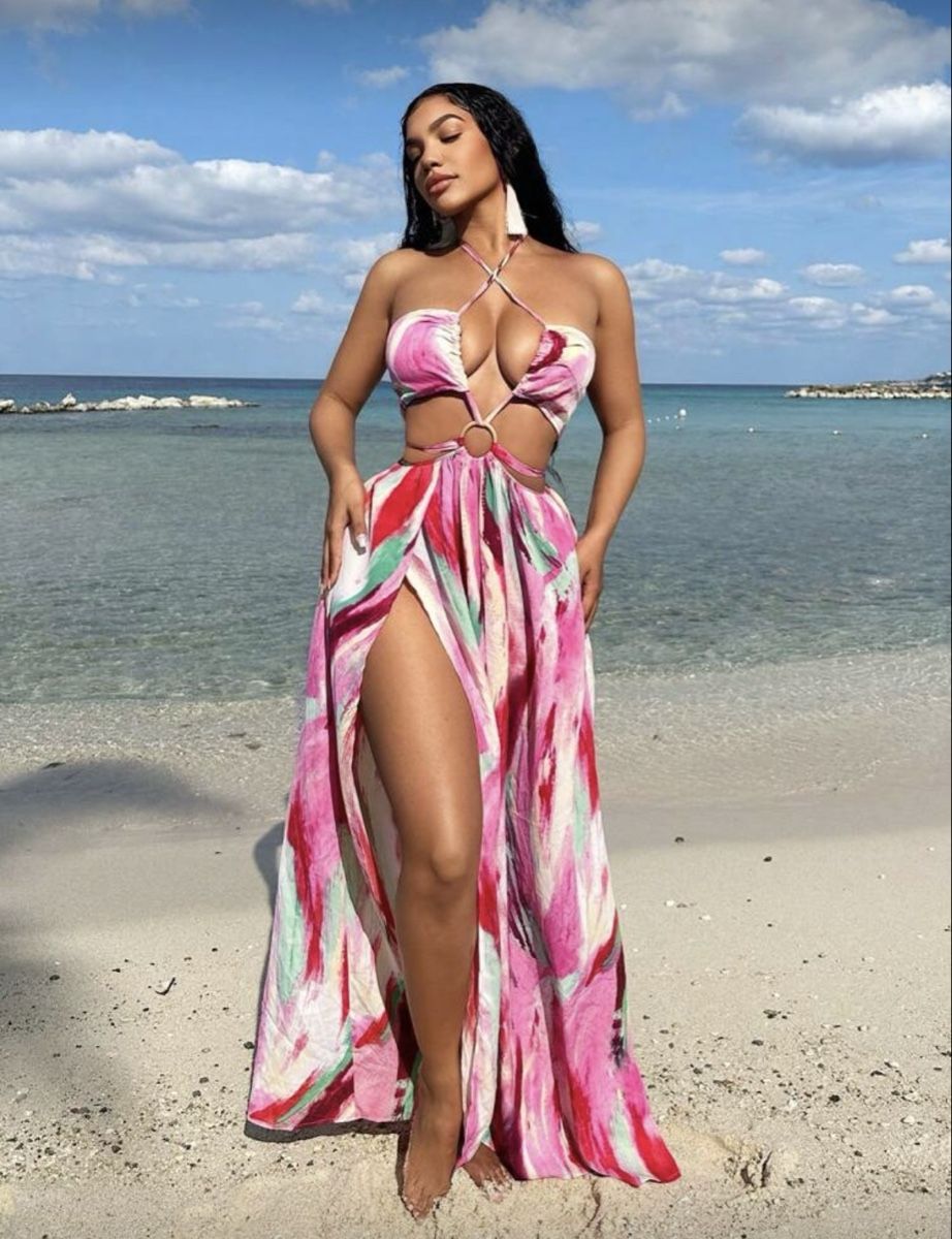 Vestiti: ROBE LONGUE DE PLAGE MULTICOLORE À DÉCOUPES – Nuovo (secondo la descrizione) da Lausanne venduto da mau_6tnl