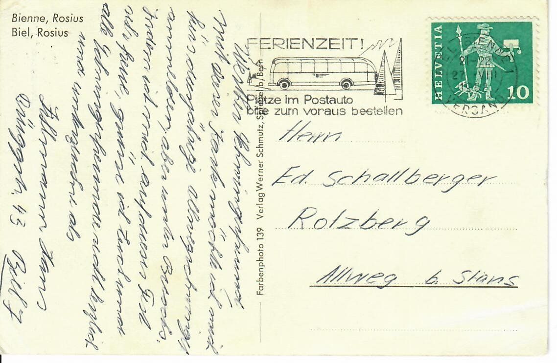 Cartes postales: Biel Rosius mit altem Postauto – D'occasion à Hochdorf par Ziegel-16 1